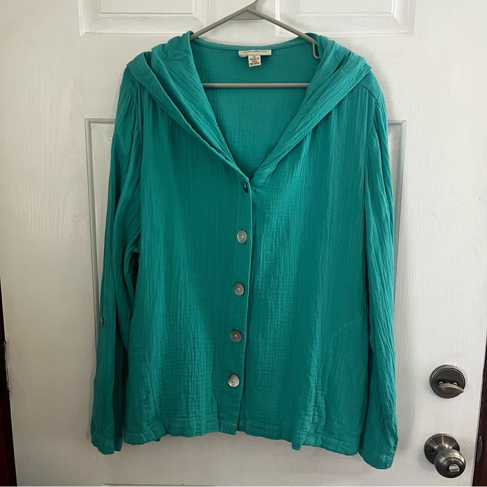 Appleseed's Turquoise Hooded Shacket